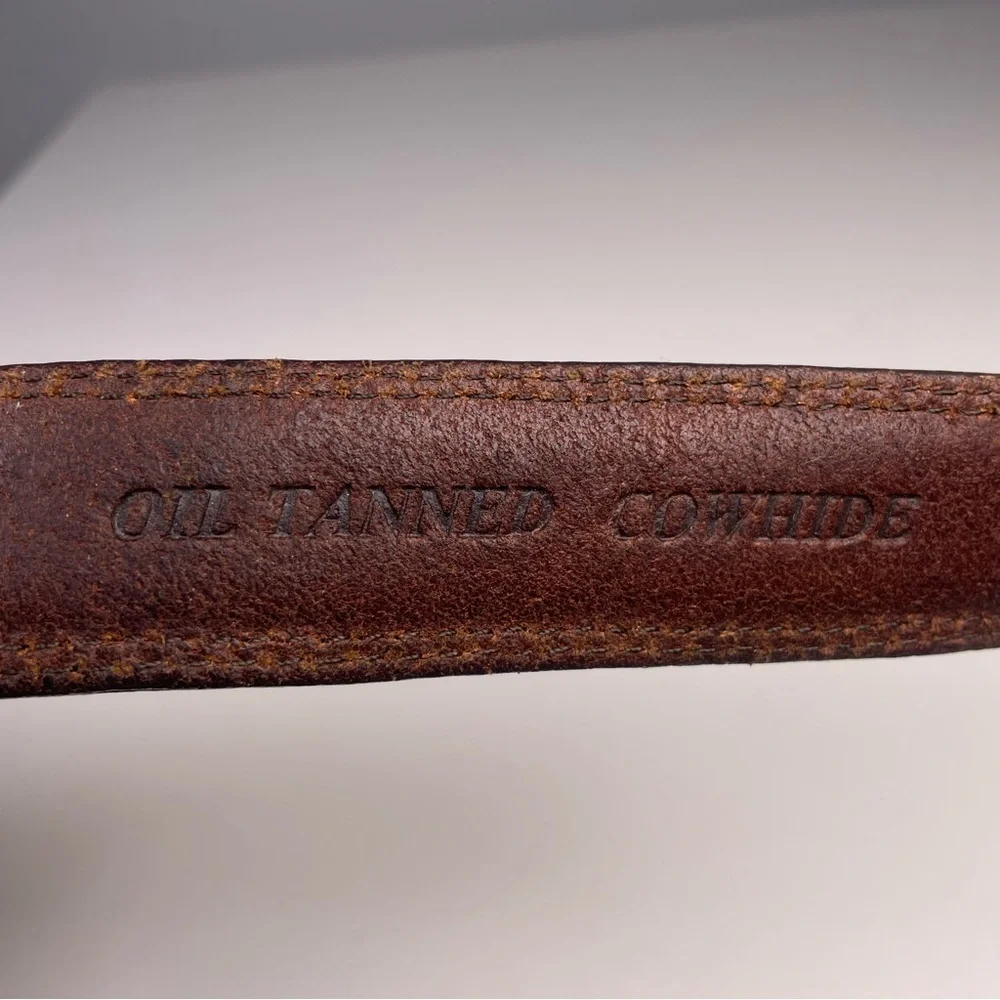 Oil Tanned Cowhide Belt Brown with Contrast Stitching Size 38